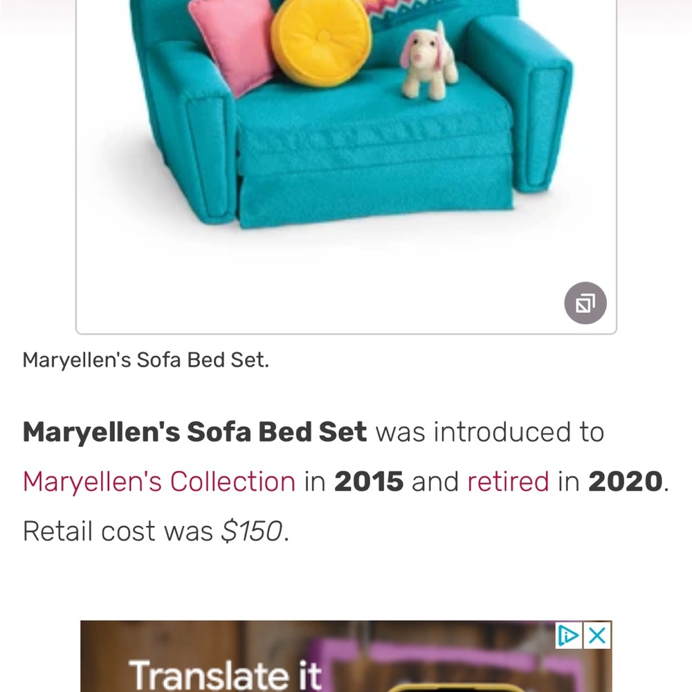 American girl, Mary Ellen couch set - Picture 3 of 3